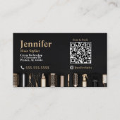 Stylist Black Gold Visitekaartje met QR-code (Voorkant)