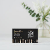 Stylist Black Gold Visitekaartje met QR-code (Staand voorkant)