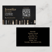 Stylist Black Gold Visitekaartje met QR-code (Voorkant / Achterkant)