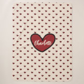Stylist Cute Heart Pattern Monogram Persoonlijk Sherpa Deken (Voorkant)