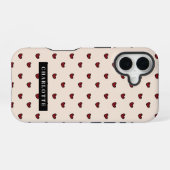 Stylist Cute Sweet Rood Hart Patroon Monogram iPhone 16 Hoesje (Achterkant horizontaal)