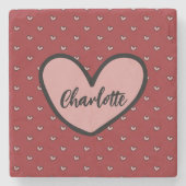 Stylist Cute Zoete Rood Hart Patroon Bruiloft Fees Stenen Onderzetter (Voorkant)
