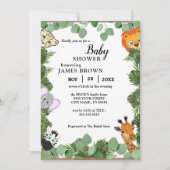 Stylist Eucalyptus Oerwoud Animals Boy Baby shower Kaart (Voorkant)