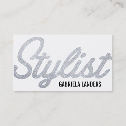 Stylist | Glitter Script (afspraakkaart) Afsprakenkaartje (Voorkant)