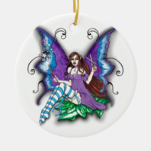 Stylist-Hair Dresser Fairy Keramisch Ornament (Voorkant)