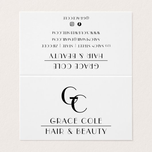 Stylist Herinder Zwart-witsalon Benoeming Visitekaartje (Buitenkant ongevouwen)