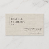 Stylist Luxury Neutral Linen QR Code Visitekaartje (Voorkant)