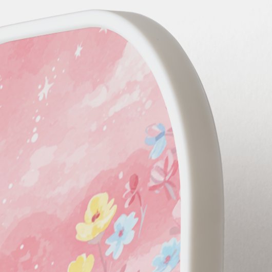 Stylist Roze Bloemen Pickleball Paddle (Links Detail)