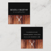 Stylist Rustic Wood Shears Logo Vierkante Visitekaartje (Voorkant / Achterkant)