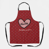Stylist Schattig Hart Patroon Monogram sjabloon Schort (Voorkant)