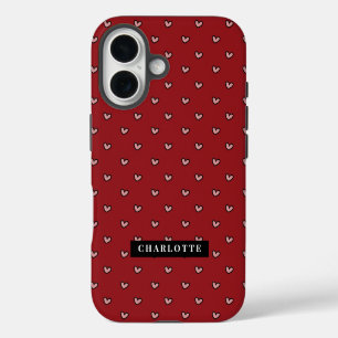 Stylist Schattig Zoete Rode Hart Patroon Monogram iPhone 16 Hoesje