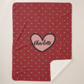 Stylist Schattige hartpatroon Monogram gepersonali Sherpa Deken (Voorkant)