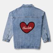 Stylist Schattige Sweet Red Heart Pattern Logo en  Denim Jacket (Achterkant)