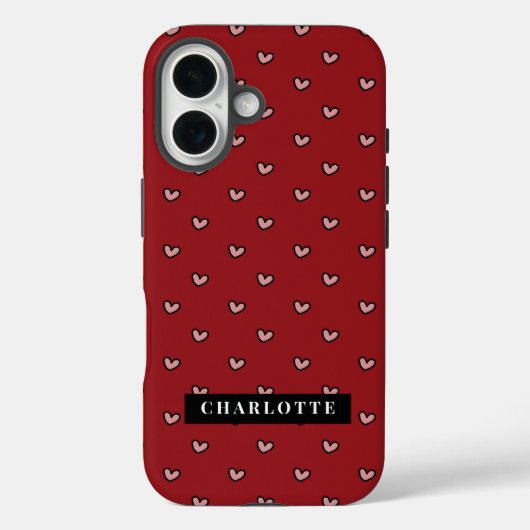 Stylist Schattige Sweet Red Heart Pattern Monogram Case-Mate iPhone Case (Achterkant)