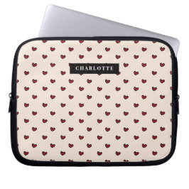 Stylist Schattige Sweet Red Heart Pattern Monogram Laptop Sleeve