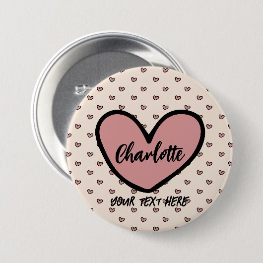 Stylist Schattige Sweet Red Heart Pattern Monogram Ronde Button 7,6 Cm (Voorkant /achterkant)