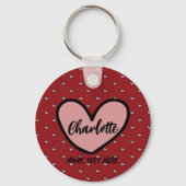 Stylist Schattige Sweet Red Heart Pattern Monogram Sleutelhanger (Achterkant)