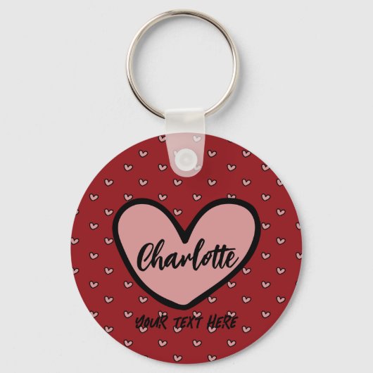 Stylist Schattige Sweet Red Heart Pattern Monogram Sleutelhanger (Achterkant)