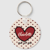 Stylist Schattige Sweet Red Heart Pattern Monogram Sleutelhanger (Voorkant)