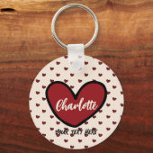 Stylist Schattige Sweet Red Heart Pattern Monogram Sleutelhanger (Achterkant)