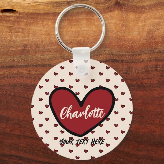 Stylist Schattige Sweet Red Heart Pattern Monogram Sleutelhanger (Achterkant)