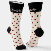 Stylist Schattige Sweet Red Heart Pattern Monogram Sokken (Gebogen)