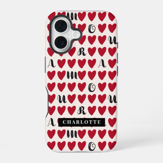 Stylist Sweet Heart Patroon Monogram iphone Hoesje iPhone 16 Hoesje (Achterkant)