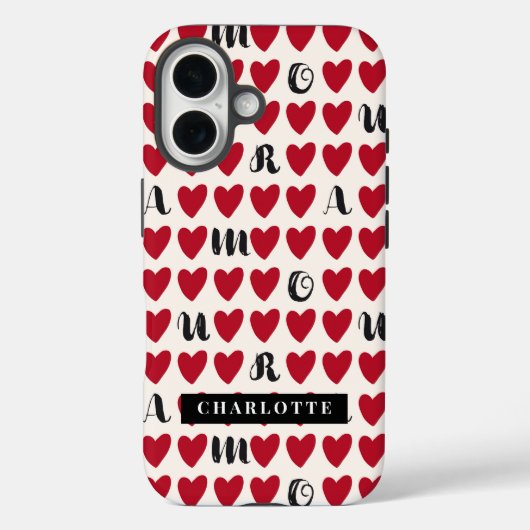 Stylist Sweet Heart Pattern Monogram iPhone Case (Achterkant)