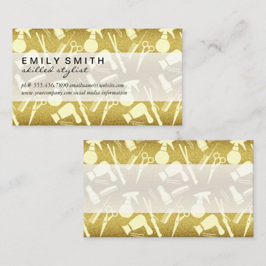 Stylist Tools Gouden Glitters Luxe Visitekaartje (Voorkant / Achterkant)