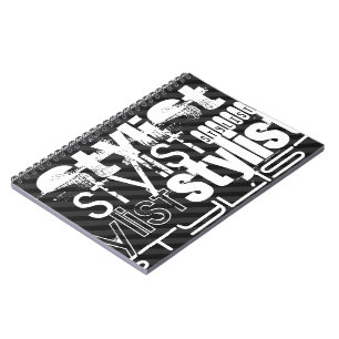 Stylist; Zwart & Donker Grijze Strepen Notitieboek