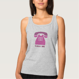Stylistic Retro Roze Telefoon Bel me alle kleuren Tanktop