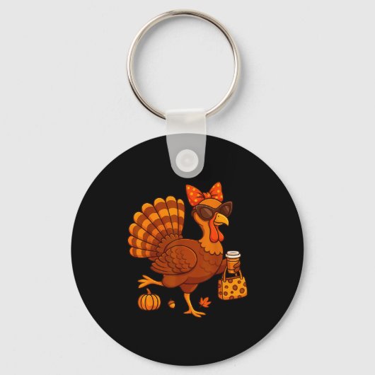 Styliurkey Fall Fashion Coffee Lover Thanksgiving  Sleutelhanger (Voorkant)