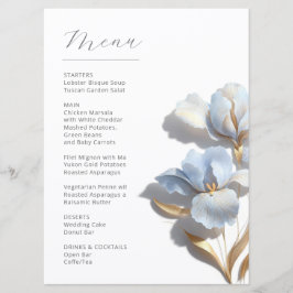 Stylized 3D Lily Flowers Blue Gold Menu