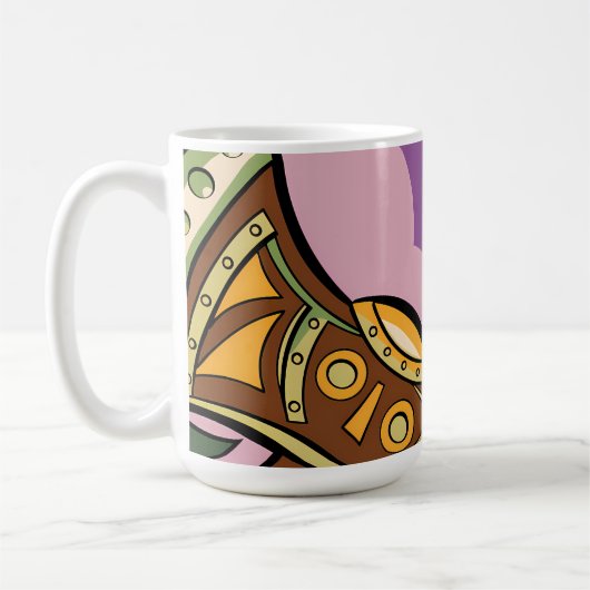 Stylized Axe and Flower Design Koffiemok (Links)