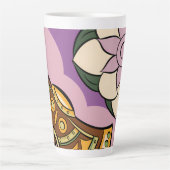 Stylized Axe and Flower Design Latte Mok (Voorkant)