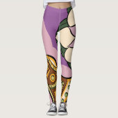 Stylized Axe and Flower Design Leggings (Voorkant)