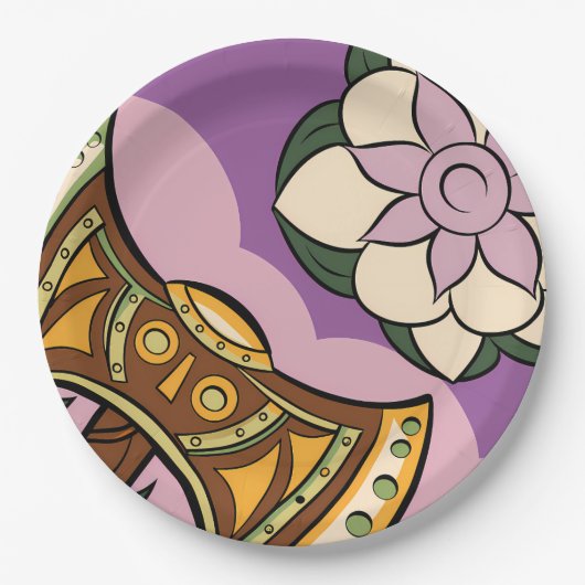 Stylized Axe and Flower Design Papieren Bordje (Voorkant)