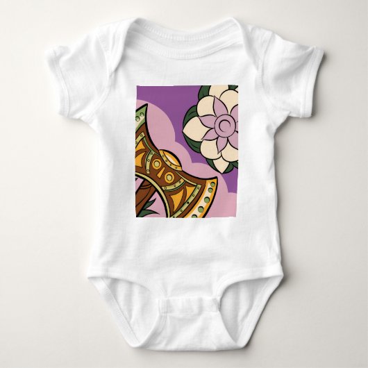 Stylized Axe and Flower Design Romper (Voorkant)