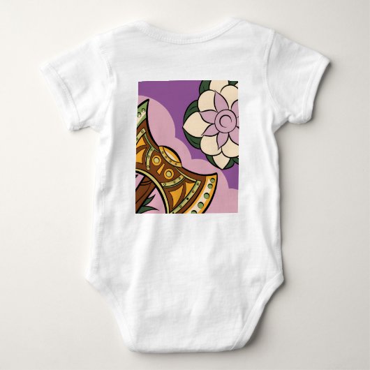 Stylized Axe and Flower Design Romper (Achterkant)