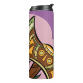 Stylized Axe and Flower Design Thermosbeker (Gedraaid links)