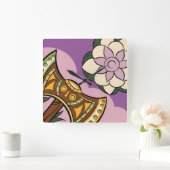 Stylized Axe and Flower Design Vierkante Klok (Huis)