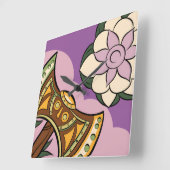 Stylized Axe and Flower Design Vierkante Klok (Hoek)