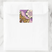 Stylized Axe and Flower Design Vierkante Sticker (Tas)