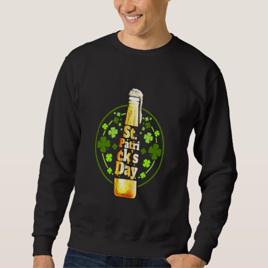 Stylized Beer Bottle And Shamrocks For St Patricks Trui (Voorkant)