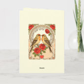 Stylized Birds and Red Roses Art Nouveau Kaart (Achterkant)