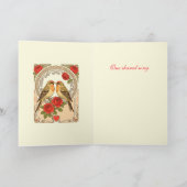 Stylized Birds and Red Roses Art Nouveau Kaart (Binnen)