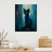 Stylized Black Cat in Moody Brushwork Poster (Keuken)