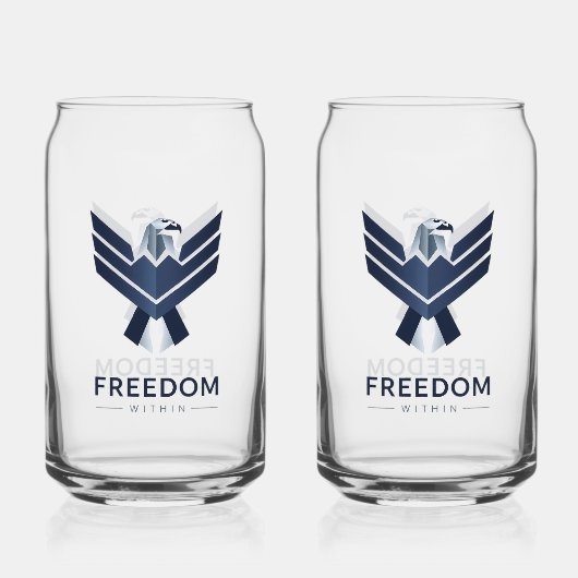 Stylized Blue Eagle "Freedom Within" Blikvorm Glas (Achterkant)