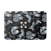  Stylized blue foxes with intricate floral designs Badmat (Voorkant)