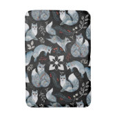  Stylized blue foxes with intricate floral designs Badmat (Voorkant Verticaal)